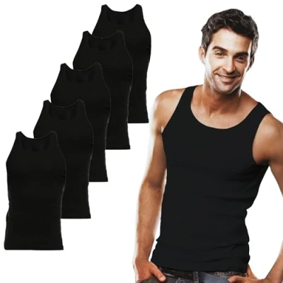 Abbildung von SGS 5er Pack: Stilvolle Unterhemden Herren &amp; Tank Top in Weiß Schwarz oder Bunt ideal als Muskelshirt Unterziehshirt