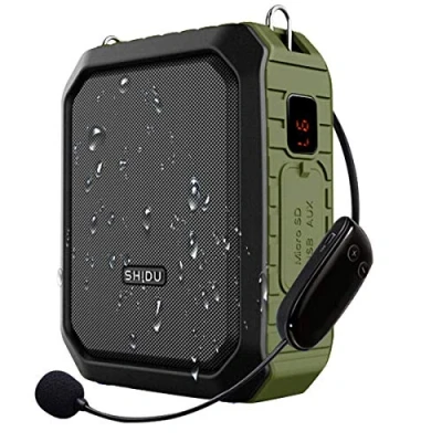 Abbildung von SHIDU Wireless Sprachverstärker Bluetooth Lautsprecher 18W Wasserdichtes tragbares PA System mit UHF Mikrofon Headset Wiederaufladbares Voice für den Außenbereich im Klassenzimmer