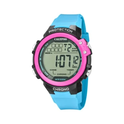 Abbildung von Calypso WATCHES Digitaluhr Herrenuhr Kunststoff blau Calypso, (Digitaluhr), rund, extra groß (ca. 56mm) Kunststoffarmband, Sport Style