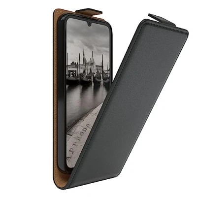 Abbildung von EAZY Case Hülle kompatibel mit Samsung Galaxy A34 Flip Cover zum Aufklappen, Handyhülle aufklappbar, Schutzhülle, Flipcover, Flipcase, Flipstyle vertikal klappbar, aus Kunstleder, Schwarz