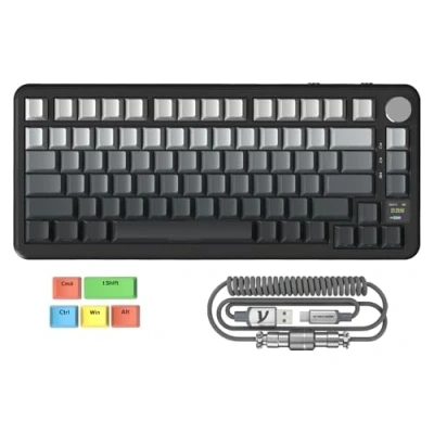 Abbildung von MAMBASNAKE x Attack Shark X85PRO Gasket Mechanische Tastatur, 75% Kabellose Gaming Tastatur mit TFT Screen und Knob, PBT Side Printed Keycap, 2,4 GHz/BT5.1/USB C, Hot Swap Linearschalter, für PC,MAC