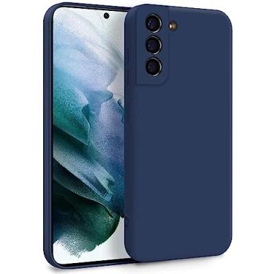 Abbildung von MyGadget Silikon Hülle kompatibel mit Samsung Galaxy S21 Plus Zweilagige Handyhülle Kameraschutz Cover Innenfutter &amp; außen Dunkelblau