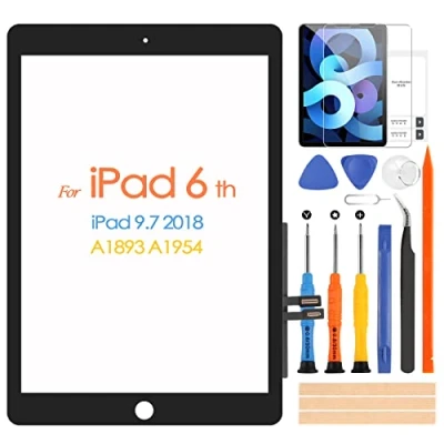Abbildung von ARSSLY Touchscreen für iPad 2018 9.7 A1893 A1954 Digitizer Bildschirm 6 mit Reparaturset, Ersatz 6th (ohne Home Knopf, kein LCD Display) (Schwarz)