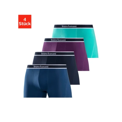 Abbildung von Bruno Banani 4 pack Panties, Herren, Größe: Small, Türkis / lila blau /navy
