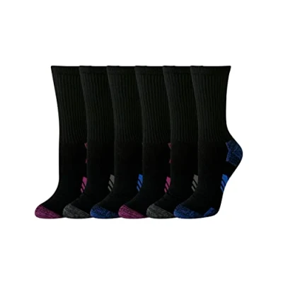 Abbildung von Amazon Essentials Damen Bequeme Crew Sportsocken Aus Gepolsterter, Atmungsaktiver Funktionsbaumwolle, 6 Paar, Schwarz, 36 39.5