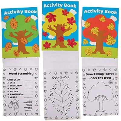 Abbildung von Baker Ross FX193 Herbst Mini Aktivitäten Bücher 12er Pack, Puzzles und Malen nach Zahlen für Kinder ab 3 Jahren