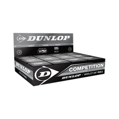 Abbildung von Dunlop Squashbälle Competition Gelb, 12 Stück, für Anfänger und Fortgeschrittene Speed langsam