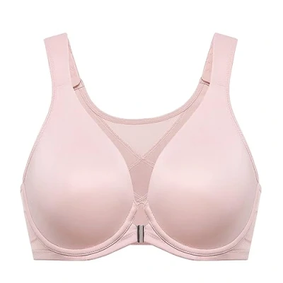 Abbildung von DELIMIRA Damen Haltungskorrektur BH mit Vorderverschluss Große Brüste Starker Halt Bügel Soft Tiefen Ausschnitt Nacktes Rosa 105C