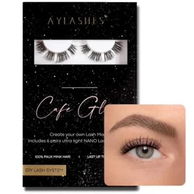 Abbildung von AYLASHES DIY Wimpernextensions Maxi Box CAFE GLAM 6 Paar Wimpern bis zu 7 Tage Halt set für Hause künstliche Klebewimpern Cat eye lashes lash extension