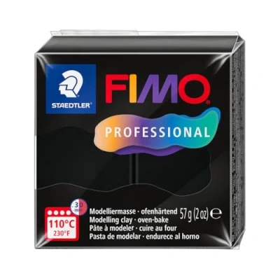 Abbildung von STAEDTLER FIMO professional 8040 ofenhärtende Modelliermasse, speziell für Profis und Künstler, Einzelprodukt schwarz, 9
