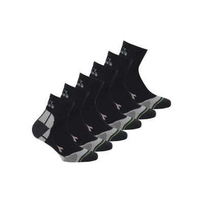 Abbildung von Diadora Unisex Quarter Sportsocken, 6er Pack Socken, Logo, Muster Schwarz 35 38