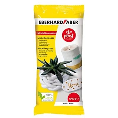Abbildung von 3 x Eberhard Faber Modelliermasse Plast classic tonbasierend 1kg weiß