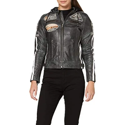 Abbildung von Motorradjacke Damen Mit Protektoren, URBAN 5884 , Damenjacke aus Lammleder, Protektoren für Rücken, Schultern und Ellenbogen, Breaker, 2XL/44