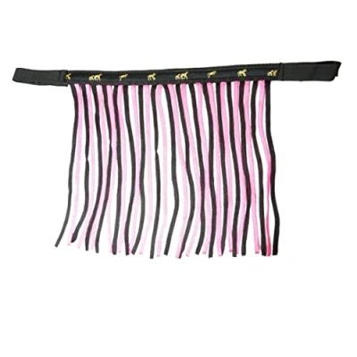 Abbildung von Fliegenfransen für Pferde Fliegenmaske mit Fransen &amp; Klettverschluss, Fliegenhaube Shetty, Pony, Cob, Warmblut, Kb (Shetty, Schwarz Pink)