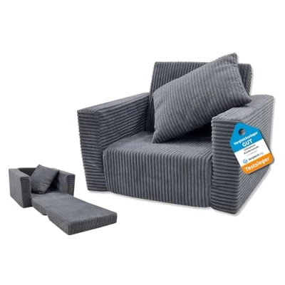 Abbildung von Odolplusz Kindersessel klappbar Kindersofa Mini Sessel Kinderstuhl Kuschelsessel Kindermöbel für Kinderzimmer (Graphit aus Cord)