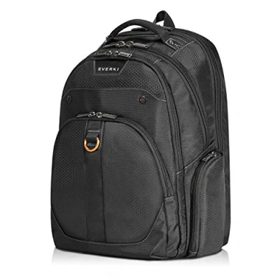 Abbildung von Everki Atlas Laptop Rucksack mit anpassbarem Fach für Notebooks von 13 bis 17,3 Zoll (33 43,9 cm), Trolley Lasche, durchdachtem Fächen Konzept und weiteren hochwertigen Funktionen, Schwarz