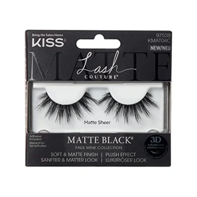 Abbildung von KISS Lash Couture matte Black Collection 1 Paar künstliche Wimpern, Sheer, weiche und Faux Mink Lashes mit Flexi Wimpernband, inklusive Wimpernkleber
