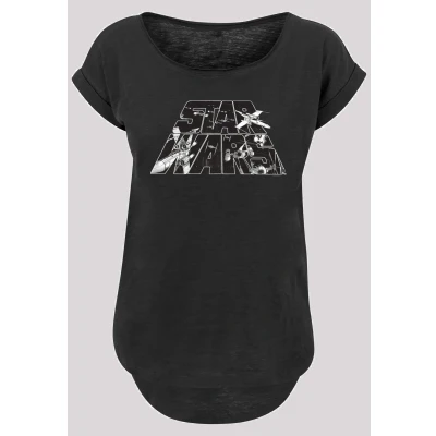 Abbildung von F4NT4STIC STAR WARS LOGO Space Sketch Tshirt print, Damen, Größe: XL, Black