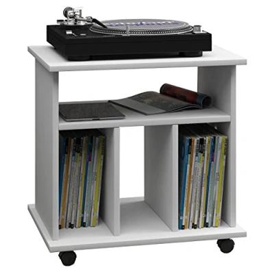 Abbildung von VCM TV Rack Holz Schallplatten LP Regal Rollen Retal