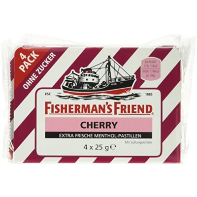 Abbildung von Fisherman&#039;s Friend Cherry ohne Zucker Hustenbonbons, 4x25g (100g)
