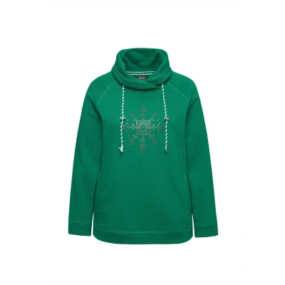 Abbildung von Ulla Popken LONG Sleeve Standup Collar Snowflake Sweatshirt, Damen, Größe: 42/44, Meadow green
