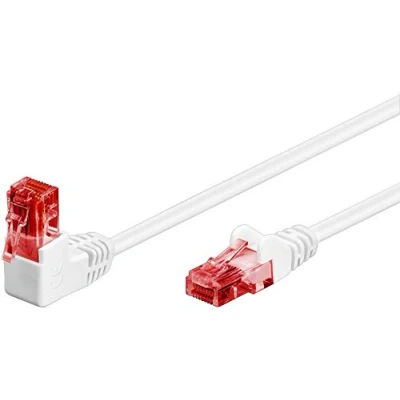 Abbildung von Goobay 51524 CAT 6 Patchkabel, 90 Grad Stecker, Netzwerkkabel, Ethernet, Playstation, Xbox, LAN Kabel, DSL, U/UTP, RJ45 Weiß, 3 Meter
