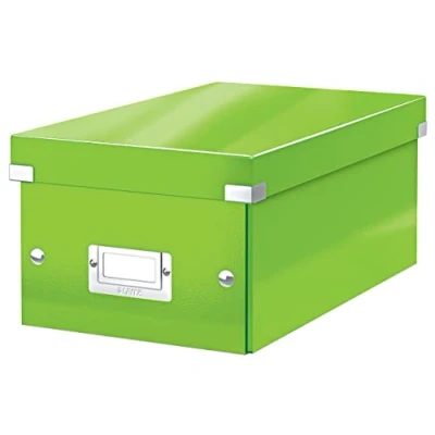 Abbildung von Leitz Click &amp; Store kleine längliche Aufbewahrungsbox, DVD Aufbewahrung, Ideal als Geschenkbox mit Deckel, Stapelbox aus hochwertiger Hartpappe laminierter Oberfläche, Grün, 60420054