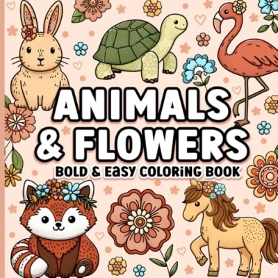 Abbildung von Bold and Easy Coloring Book: Animals Flowers for Adults, Women Seniors Relaxation