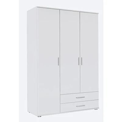 Abbildung von Rauch Möbel Rasant, Schrank Drehtürenschrank inklusive 2 Schubladen, 3 türig, Zubehörpaket Basic Einlegeböden, 1 Kleiderstange, Weiß, 52 x 127 188 cm