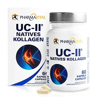 Abbildung von Pharmavital UC II Natives Kollagen, 60 Kapseln, Collagen Kapseln hochdosiert aus Deutschland, Kollagen Vitamin C Kombipräparat