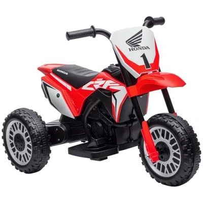 Abbildung von HOMCOM Elektro Kindermotorrad dreirädriges Motorrad Auto mit Hupe, Sound, Belastbarkeit 25 kg, (1 tlg), für 18 36 Monate, Rot