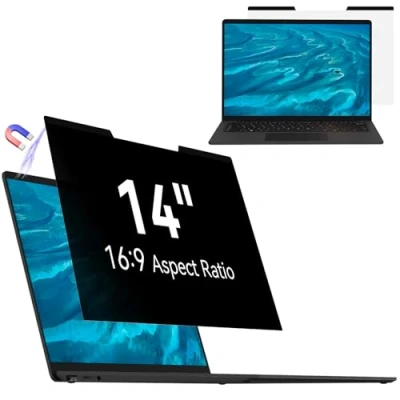 Abbildung von Mamol Magnetischer sichtschutz für 14 Zoll Laptop 16:9, Abnehmbarer Sichtschutzfolie, Anti Blaulicht Blendschutz Blickschutzfolie Displayschutz Lenovo Hp Dell Acer Asus Thinkpad Envy Xps