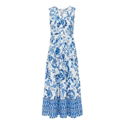 Abbildung von Lascana Maxikleid, Damen, Größe: 34, Blau creme bedruckt