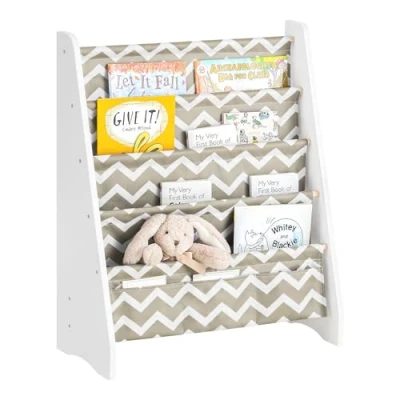 Abbildung von SoBuy KMB50 HG Kinder Bücherregal Hängefächerregal Zeitungsständer mit 4 Ablagefächern Büchergestell BHT ca: 63x76x28cm