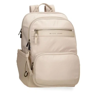 Abbildung von Pepe Jeans Joumma Bags Morgan Casual Daypacks, Reisetaschen, beige und schwarz, Kunstleder für Damen, beige, Talla única, PC Rucksack