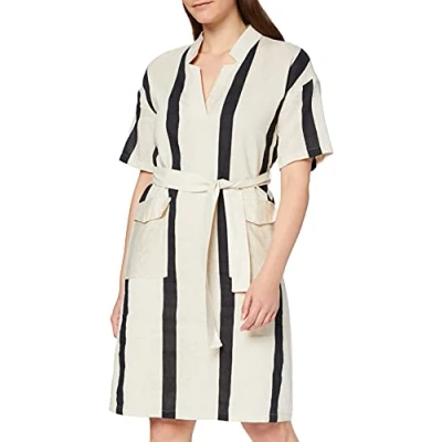 Abbildung von Yargıcı Damen Collar Detailed MIDI Dress Kleid, Mehrfarbig (Black Multi Color 176), 42