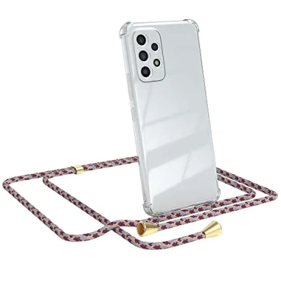 Abbildung von EAZY CASE Handykette kompatibel mit Samsung Galaxy A53 (5G) Handyhülle Umhängeband, Handykordel Schutzhülle, Silikonhülle, Hülle Band, Stylische Kette Hülle, Bordeaux Camouflage