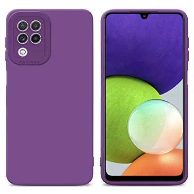 Abbildung von Cadorabo Hülle kompatibel mit Samsung Galaxy A22 4G Schutzhülle TPU Silikon Case Liquid Design Kameraschutz Slim Kratzfest Weiche Gummi Rundumschutz für in Lila