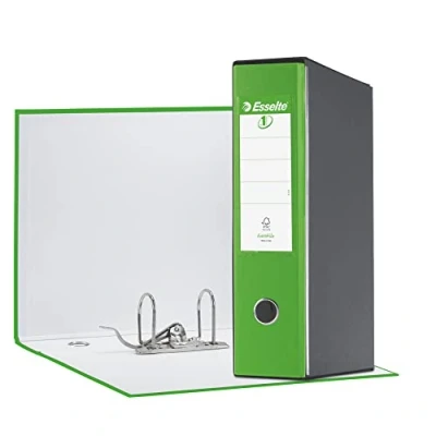 Abbildung von Esselte Eurofile Ordner mit Hebelmechanik und Hülle, Protokoll Format, Karton Kunststoffbeschichtung Dorso 8 cm Verde Vivida