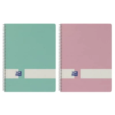 Abbildung von Oxford Nature Notizbücher, A5+, kariert, 5 x 5, fester Einband, Recycling Karton, 80 Blatt, mikroperforiert, 2 Pastellfarben