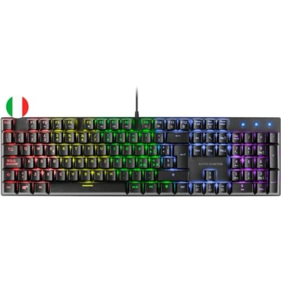 Abbildung von MARSGAMING Gaming MK422 Schwarz, Mechanische Tastatur RGB, Antighosting, Blauer Mechanischer Switch, Italienische Sprache, MK422BIT