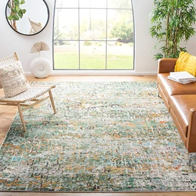 Abbildung von Safavieh Distressed Teppich für Wohnzimmer, Esszimmer, Schlafzimmer, Madison Collection, Kurzer Flor, Grau und Gold, 274 x 366 cm