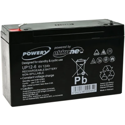 Abbildung von Powery Akku für Kinderfahrzeuge Kinderauto Bleiakkus 12000 mAh (6 V)