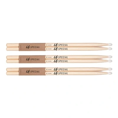 Abbildung von LA Specials Drumsticks Schlagzeug Sticks 5B Hickory Drumsticks, ovaler Nylonkopf, drei Paare