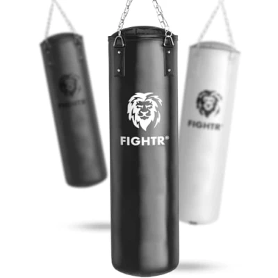 Abbildung von FIGHTR® Boxsack gefüllt/ungefüllt extrem robust &amp; langlebig Set inkl. 4 Punkt Stahlkette für Boxen, Kickboxen, MMA, Muay Thai und weitere Kampfsportarten