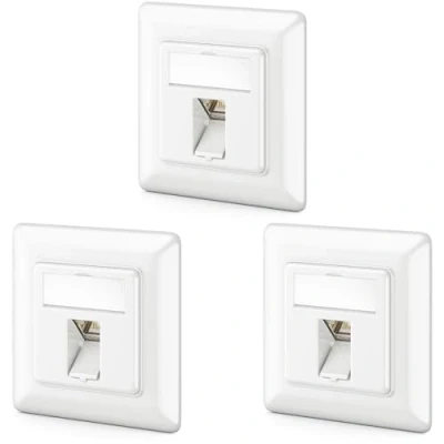 Abbildung von deleyCON 3x CAT6a Keystone Netzwerkdosen Set Unterputz Netzwerkdose &amp; Modul STP Geschirmt Metall Gehäuse RJ45 Jack Datendose Netzwerkkabel