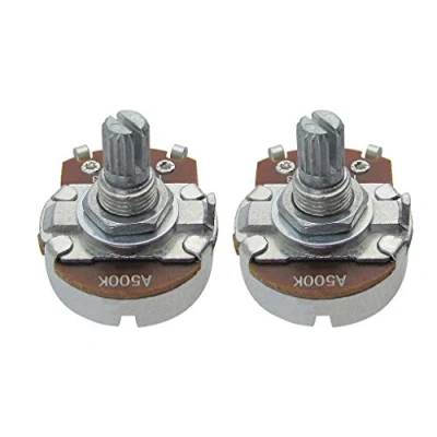 Abbildung von FLEOR 2 Stück A500K Audio Taper Potentiometer Gitarrenton Lautstärkeregler mit Bajonett L15mm kurzer gerändelter geteilter Welle