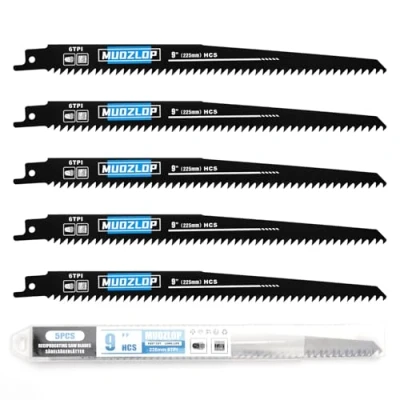 Abbildung von MUOZLOP 5 Pack 9 inch Säbelsägeblätter Set，6 TPI Sägeblätter für Säbelsäge，für Holz/Metall (5, 6TPI,225mm)