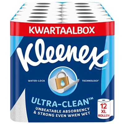 Abbildung von Kleenex® Küchenrolle Ultra Clean™ 12 Maxi XL Küchenrollen, Unübertroffene Saugfähigkeit und Festigkeit Küchenpapier 100% recycelbare Verpackung