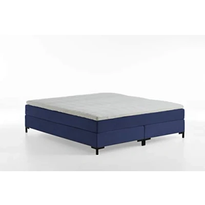 Abbildung von Atlantic Home Collection Romy Boxspringbett ohne Kopfteil, Taschenfederkernmatratze, Härtegrad 3, inklusive Topper, Navyblau, 160 x 200 cm